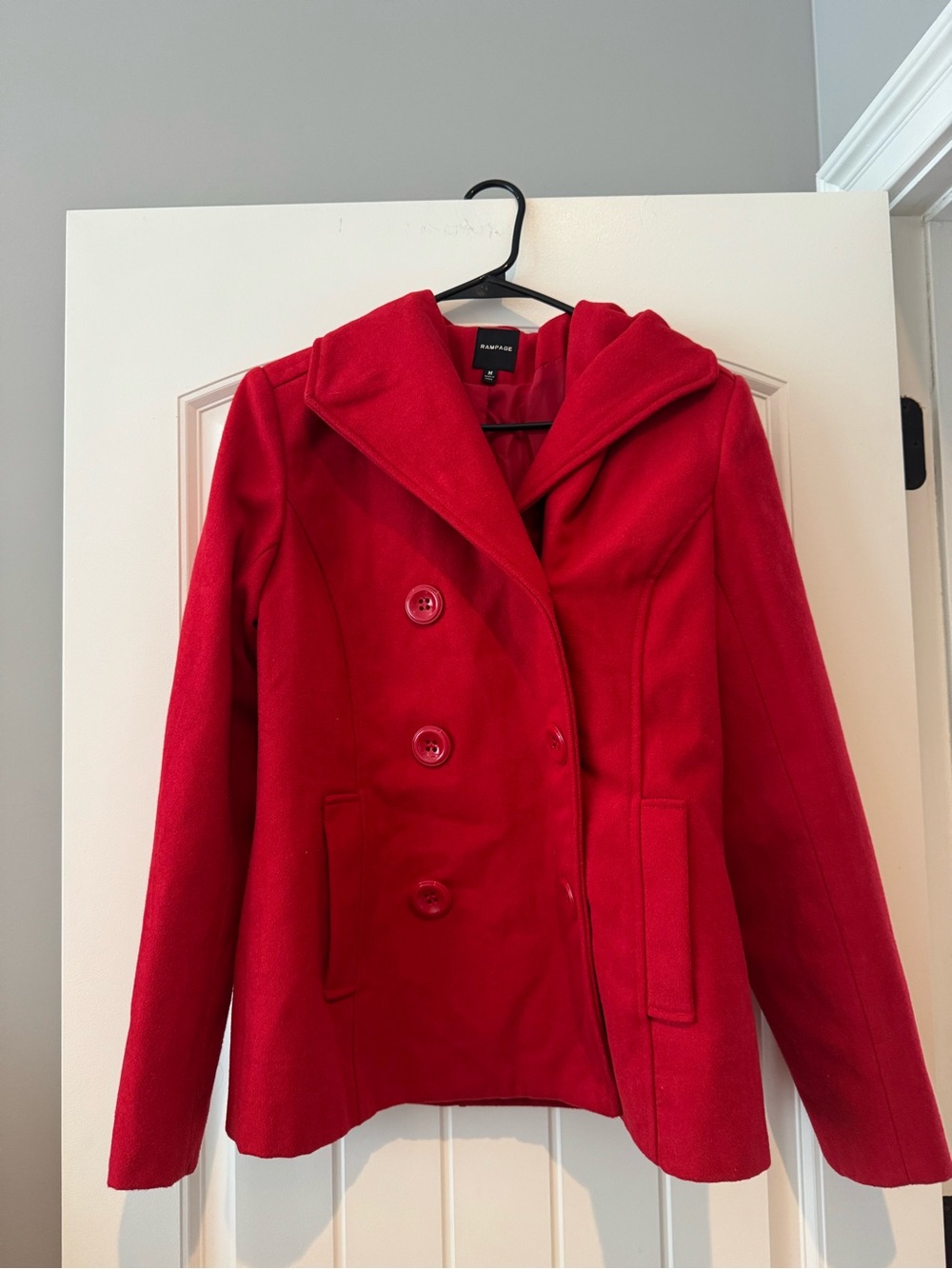 Rampage Red Double-Breasted Peacoat